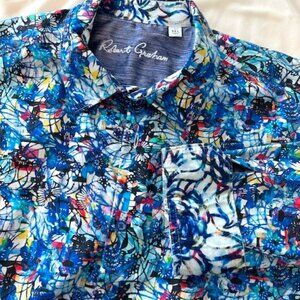 Robert Graham Blue and Multicolor Patterned Shirt